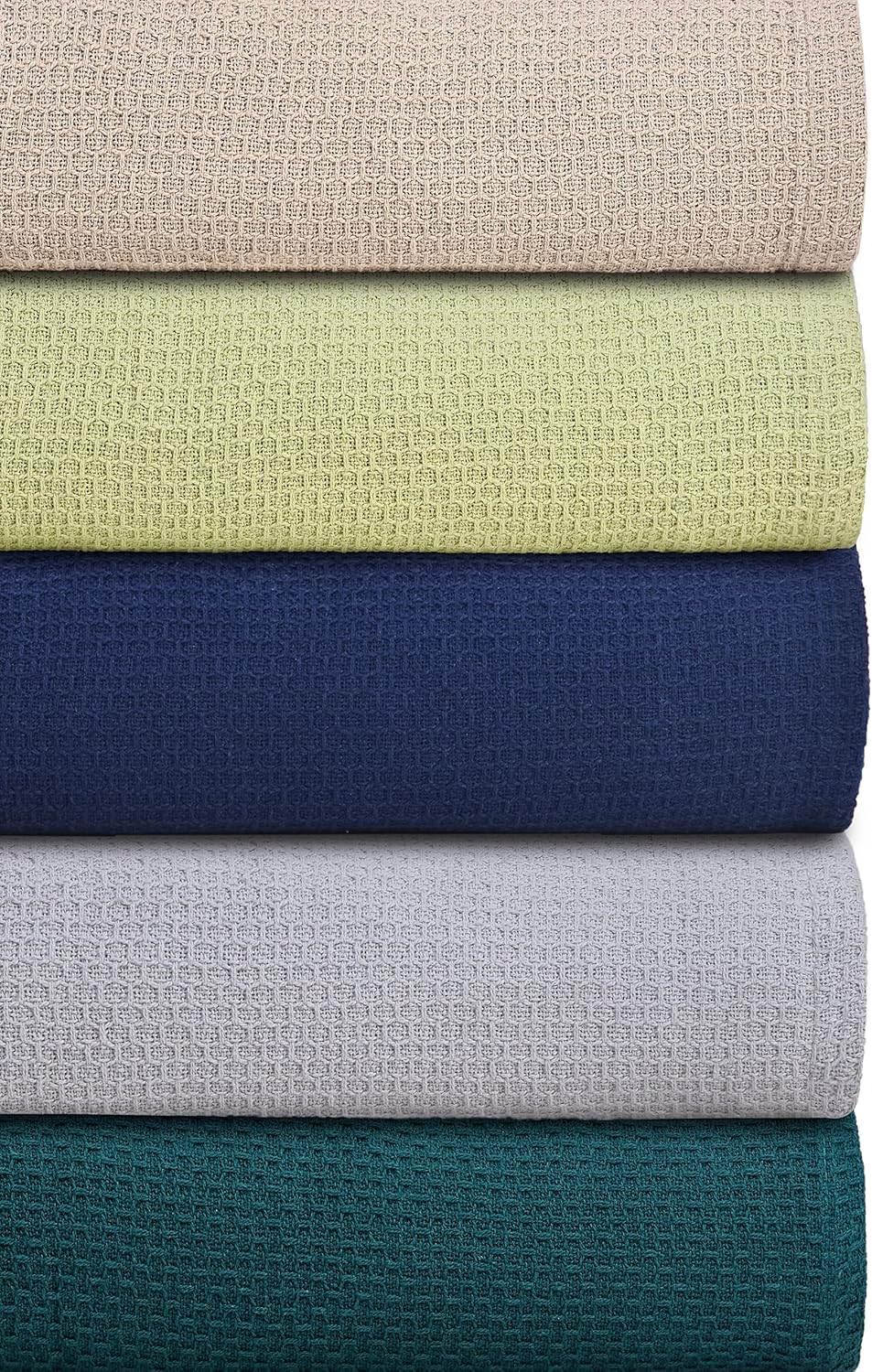 BOUTIQUO 100% Cotton Bed Blanket, Breathable Thermal King Size, Soft Honeycomb Waffle Blanket 90"x102", Perfect for Layering Any Bed for All Season, Mustard Yellow