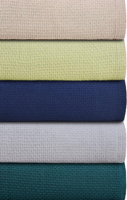 BOUTIQUO 100% Cotton Bed Blanket, Breathable Thermal King Size, Soft Honeycomb Waffle Blanket 90"x102", Perfect for Layering Any Bed for All Season, Mustard Yellow