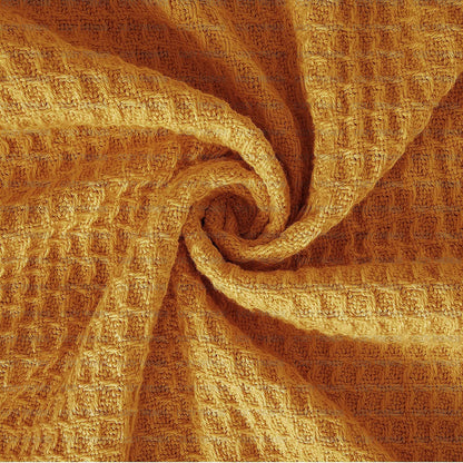 Luxurious Combed Cotton Waffle Weave Super Soft, Cozy Warm, Breathable, Light Weight, Stylish, All Season Thermal Blankets Twin/Full/Queen/King (Mustard Yellow, Full/Queen)