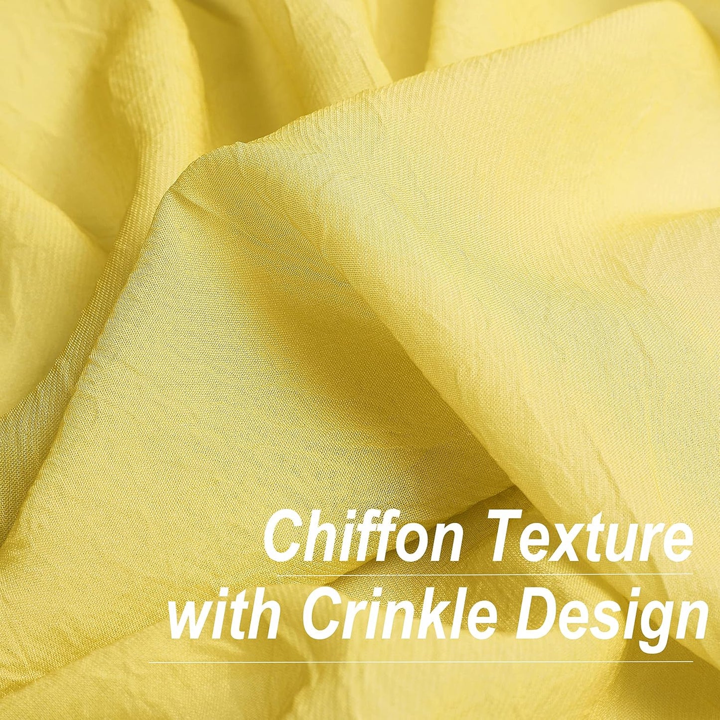 1 Piece Ombre Chiffon Sheer Window Scarf Valance Curtain 18ft for Living Room Bedroom Decor, 216 Inch Long Crinkle Soft Window Sheer Voile Valance for Holiday, Wedding Party Decor, Yellow, 52"W
