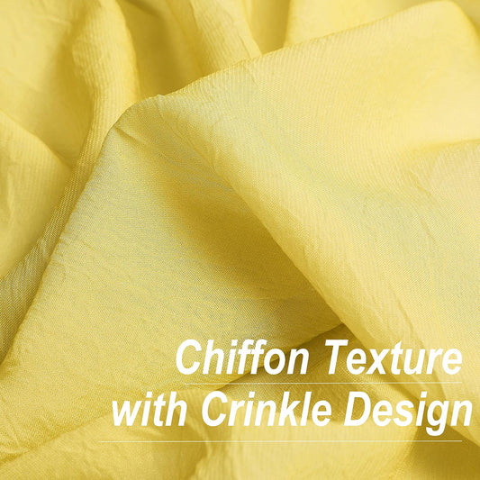 1 Piece Ombre Chiffon Sheer Window Scarf Valance Curtain 18ft for Living Room Bedroom Decor, 216 Inch Long Crinkle Soft Window Sheer Voile Valance for Holiday, Wedding Party Decor, Yellow, 52"W