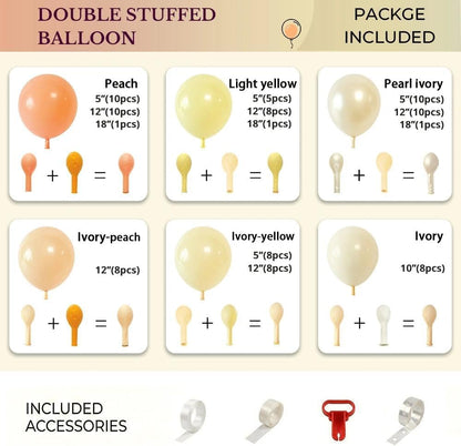 Double Stuffed Peach Yellow Balloon Arch Garland Kit | Ivory Pearl latex Balloon for Fall Baby Shower/Bridal Wedding/Little Cuties Citrus Birthday Party