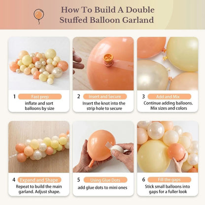 Double Stuffed Peach Yellow Balloon Arch Garland Kit | Ivory Pearl latex Balloon for Fall Baby Shower/Bridal Wedding/Little Cuties Citrus Birthday Party