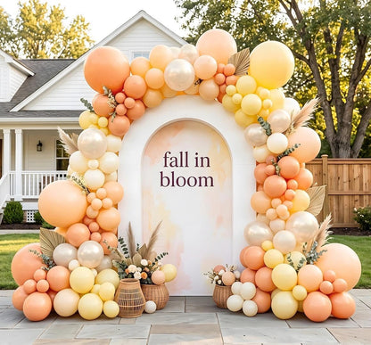 Double Stuffed Peach Yellow Balloon Arch Garland Kit | Ivory Pearl latex Balloon for Fall Baby Shower/Bridal Wedding/Little Cuties Citrus Birthday Party