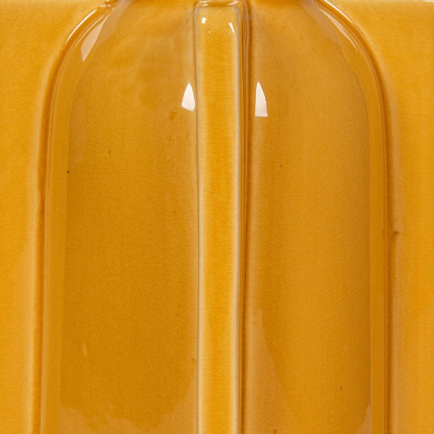 Yellow Ceramic Table Lamp with Crossed Base and Linen Shade