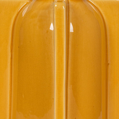 Yellow Ceramic Table Lamp with Crossed Base and Linen Shade
