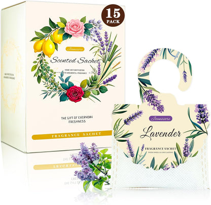 15 Packs Lemon Scented Sachets Bag for Drawers and Closets | Home Fragrance Sachet, Long-Lasting Hanging Closet Deodorizer Smell Goods for House