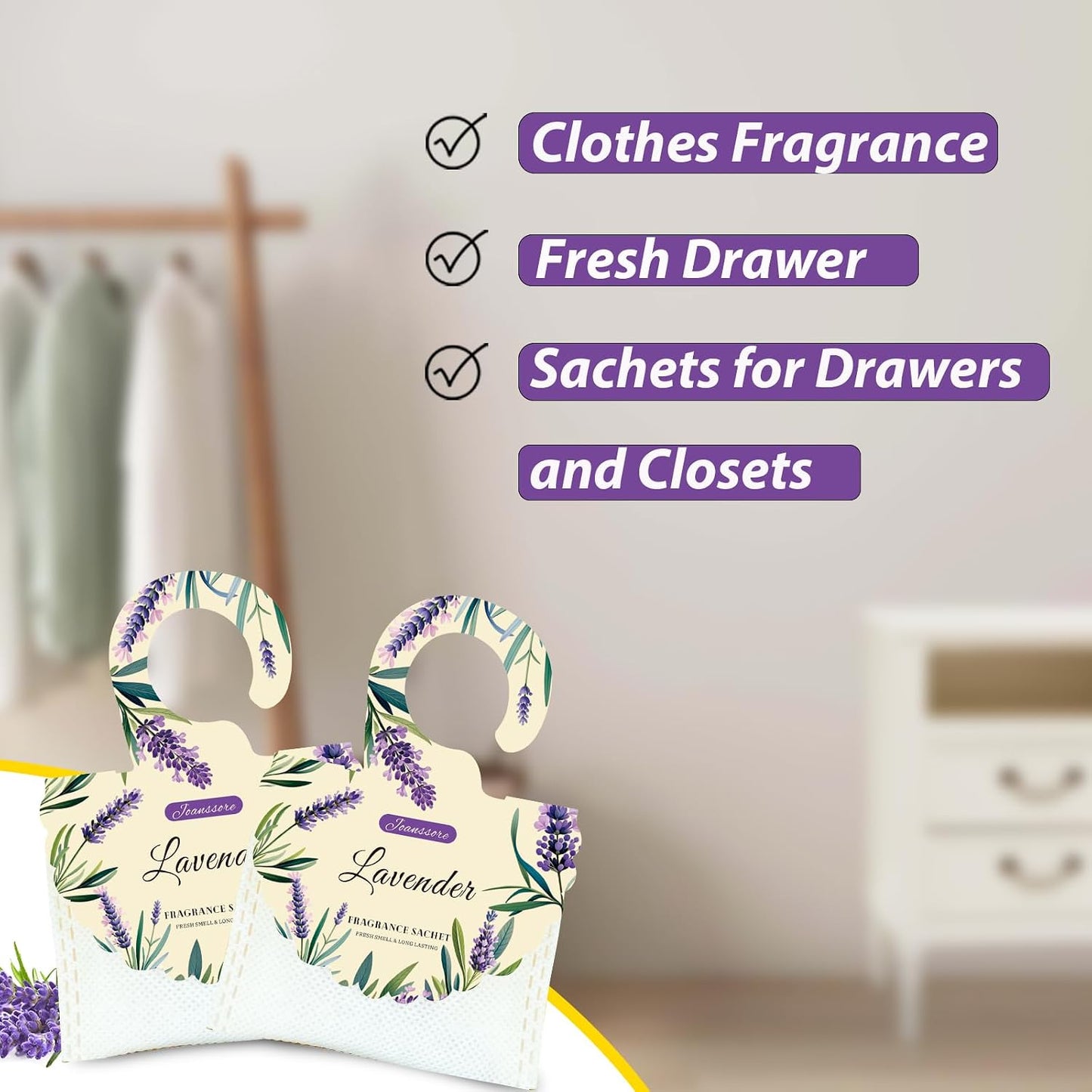 15 Packs Lemon Scented Sachets Bag for Drawers and Closets | Home Fragrance Sachet, Long-Lasting Hanging Closet Deodorizer Smell Goods for House