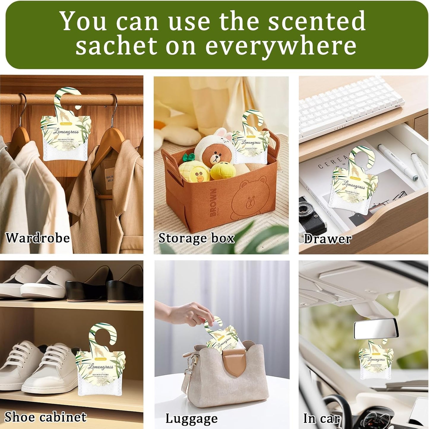 15 Packs Lemon Scented Sachets Bag for Drawers and Closets | Home Fragrance Sachet, Long-Lasting Hanging Closet Deodorizer Smell Goods for House