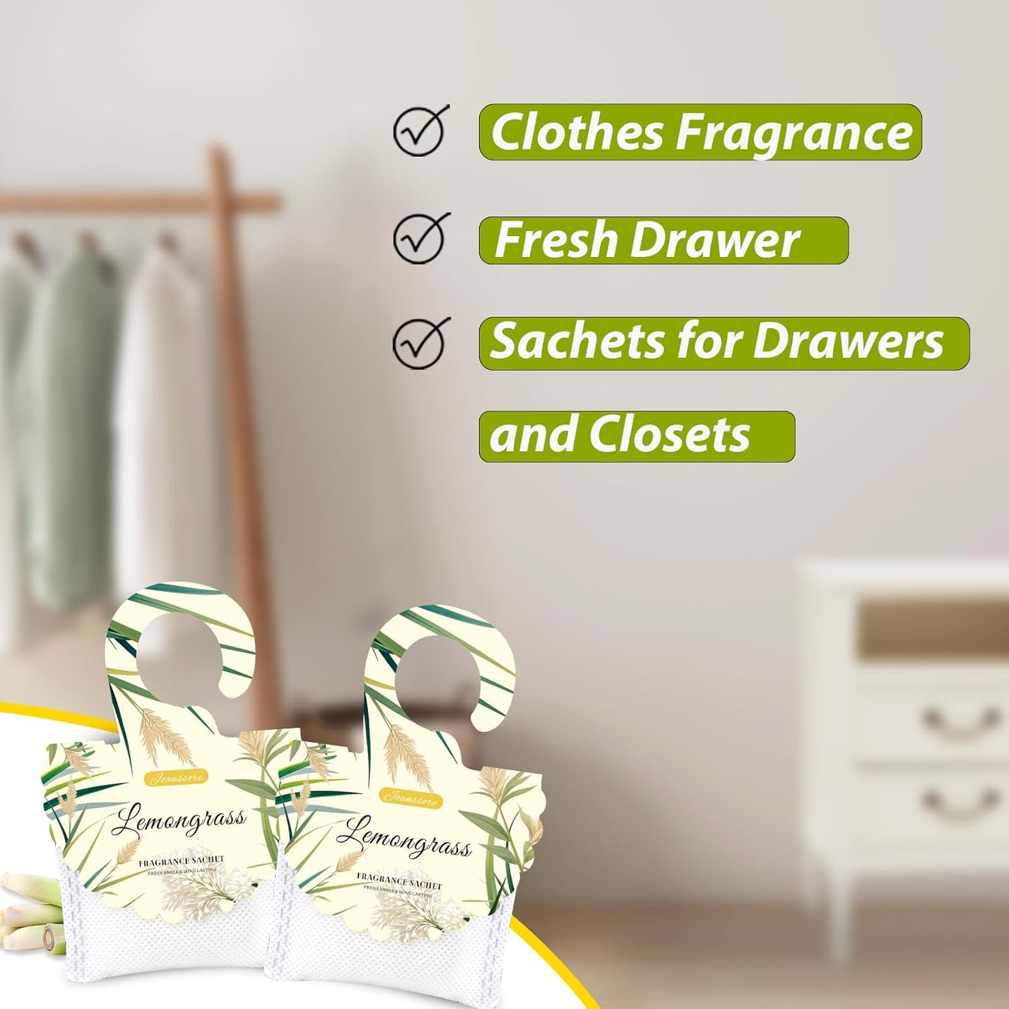 15 Packs Lemon Scented Sachets Bag for Drawers and Closets | Home Fragrance Sachet, Long-Lasting Hanging Closet Deodorizer Smell Goods for House