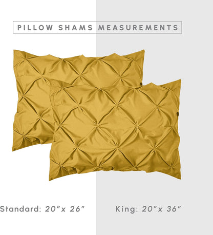 8-Piece Pinch Pleated Comforter Set - All Season Complete Bed in a Bag, Includes 4pc Smart Sheet Set, Bed Skirt, Comforter, Matching Pillowcases and Shams, Twin/Twin XL, Mustard Yellow