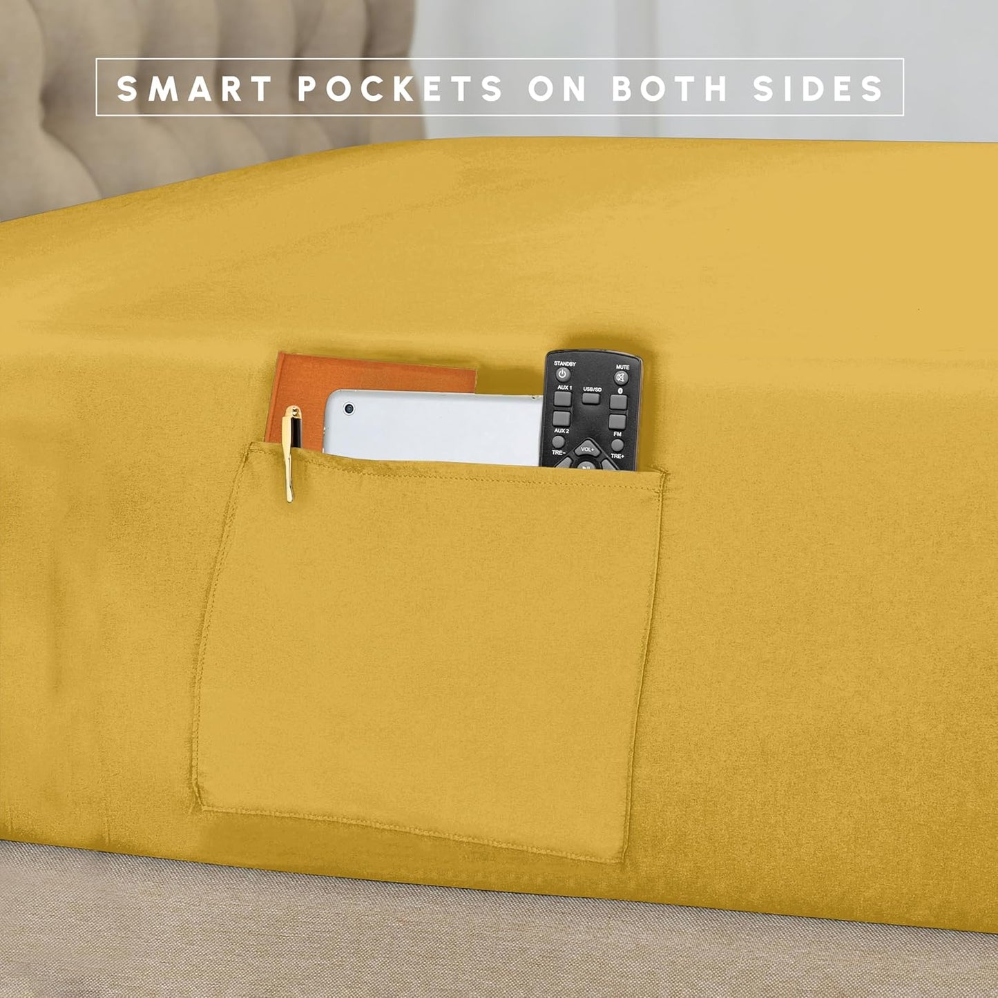 8-Piece Pinch Pleated Comforter Set - All Season Complete Bed in a Bag, Includes 4pc Smart Sheet Set, Bed Skirt, Comforter, Matching Pillowcases and Shams, Twin/Twin XL, Mustard Yellow