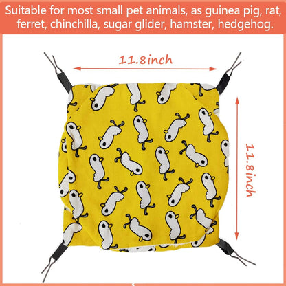 Triple-Layer Sugar Glider Hammock, Small Pet Cage Hammock, Sugar Glider Cage Accessories Hamster Bedding Small Animals Bed for Chinchilla Parrot Ferrets Rat Playing Sleeping (Yellow Duck)
