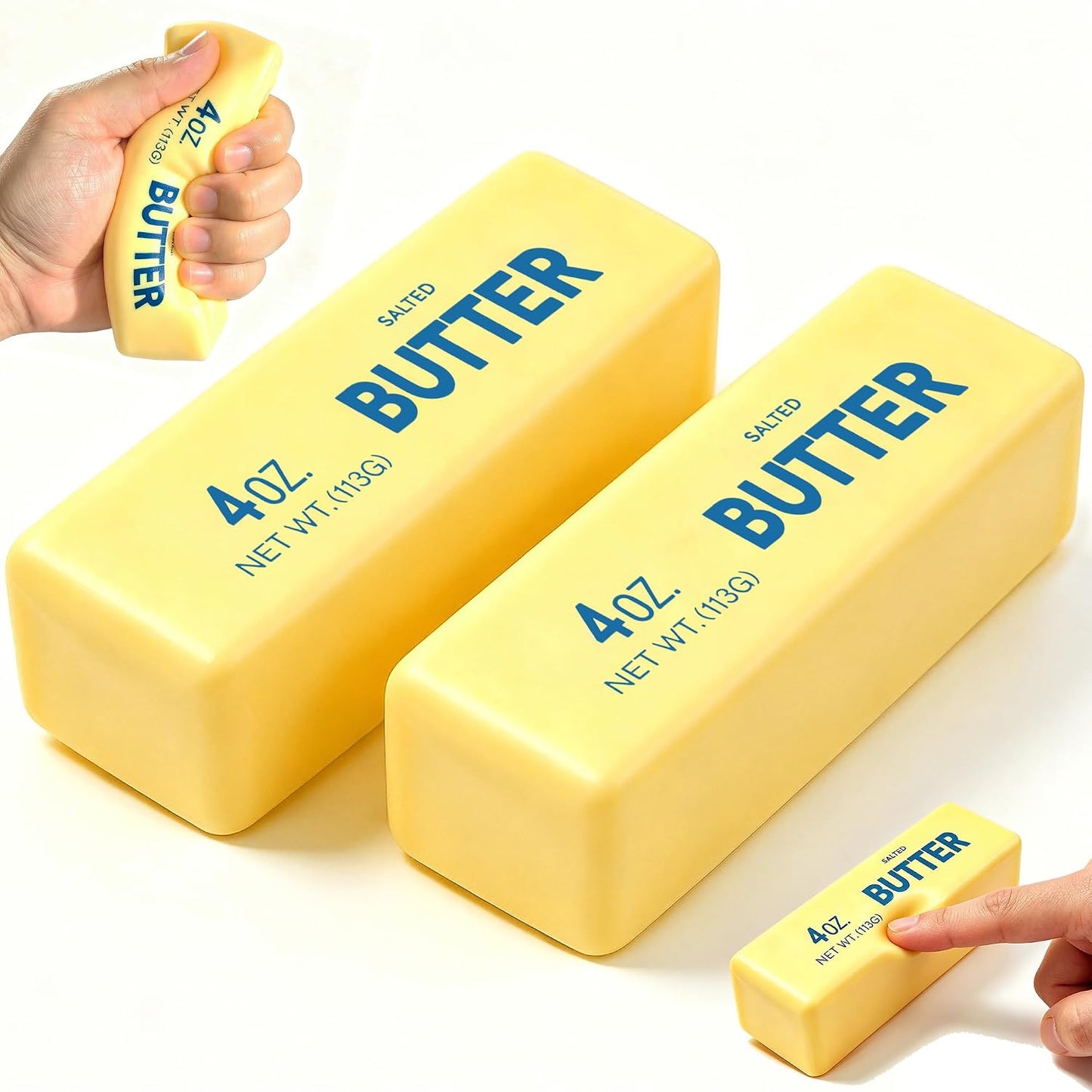 2 Pcs Butter Squishy - 2026 New Upgraded Slow Rising Squishy Butter Squeeze Toy,Realistic Bread Style Sensory Fidget for Desk, Anxiety Relief Fun Gift for Adults (Yellow)