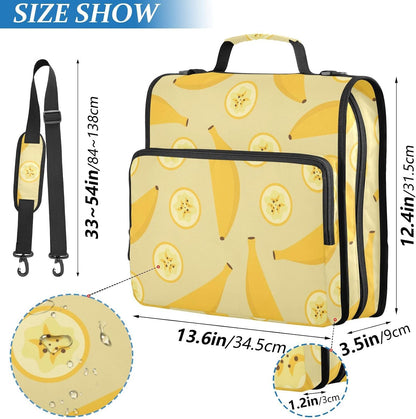 Yellow Bananas and Slices Zipper Binder with Shoulder Strap Trapper Keeper 3 Ring Binder Organizer Large Capacity Multiple Compartments for School Office