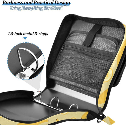 Yellow Bananas and Slices Zipper Binder with Shoulder Strap Trapper Keeper 3 Ring Binder Organizer Large Capacity Multiple Compartments for School Office