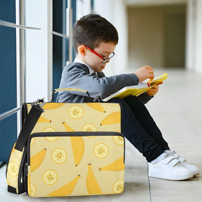 Yellow Bananas and Slices Zipper Binder with Shoulder Strap Trapper Keeper 3 Ring Binder Organizer Large Capacity Multiple Compartments for School Office