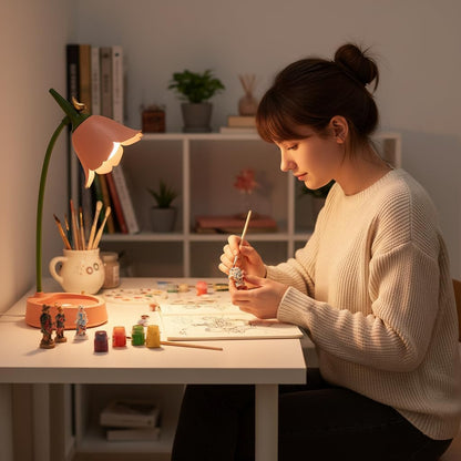 LED Desk Lamp Cordless Table Light Adjustable Gooseneck Dimmable Touch Rechargeable Battery Eye-Caring Night Light for Kids, Mini Cute Lamp for College Dorm Bedroom Reading, Yellow
