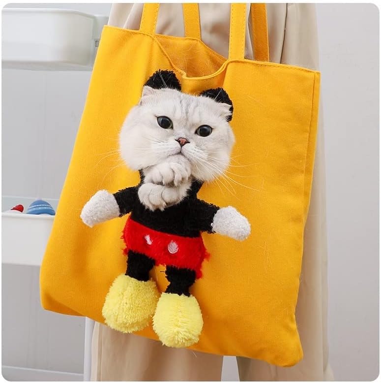 Pet Soft Canvas Bag Can Cut Hole Expose Head for Interact Ventilate No Closed,Yellow