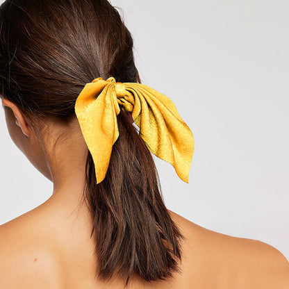 2Pcs Silk Hair Ties, Hair Bows for Women, Butterfly Bow Scrunchies - Ideal for Parties & Everyday Use - Yellow