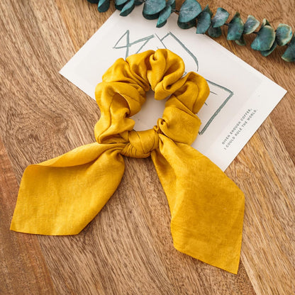2Pcs Silk Hair Ties, Hair Bows for Women, Butterfly Bow Scrunchies - Ideal for Parties & Everyday Use - Yellow