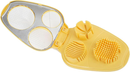 3 In 1 Egg Slicer for Hard Boiled Eggs,3 Slice Modes Egg Cutter,Stainless Steel Dicer for Strawberry Mushroom Grape Cherry, Multifunctional Food Cutter Slicer for Home Kitchen Chopper Gadgets (Yellow)
