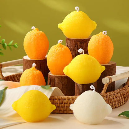 8 Pcs Lemon Shaped Scented Candle Cute Fruit Aroma Soy Wax Decorative Candle Table Photo Prop for Birthday Gift Meditation Mood Boosting Bath Yoga(Orange,Yellow,White)