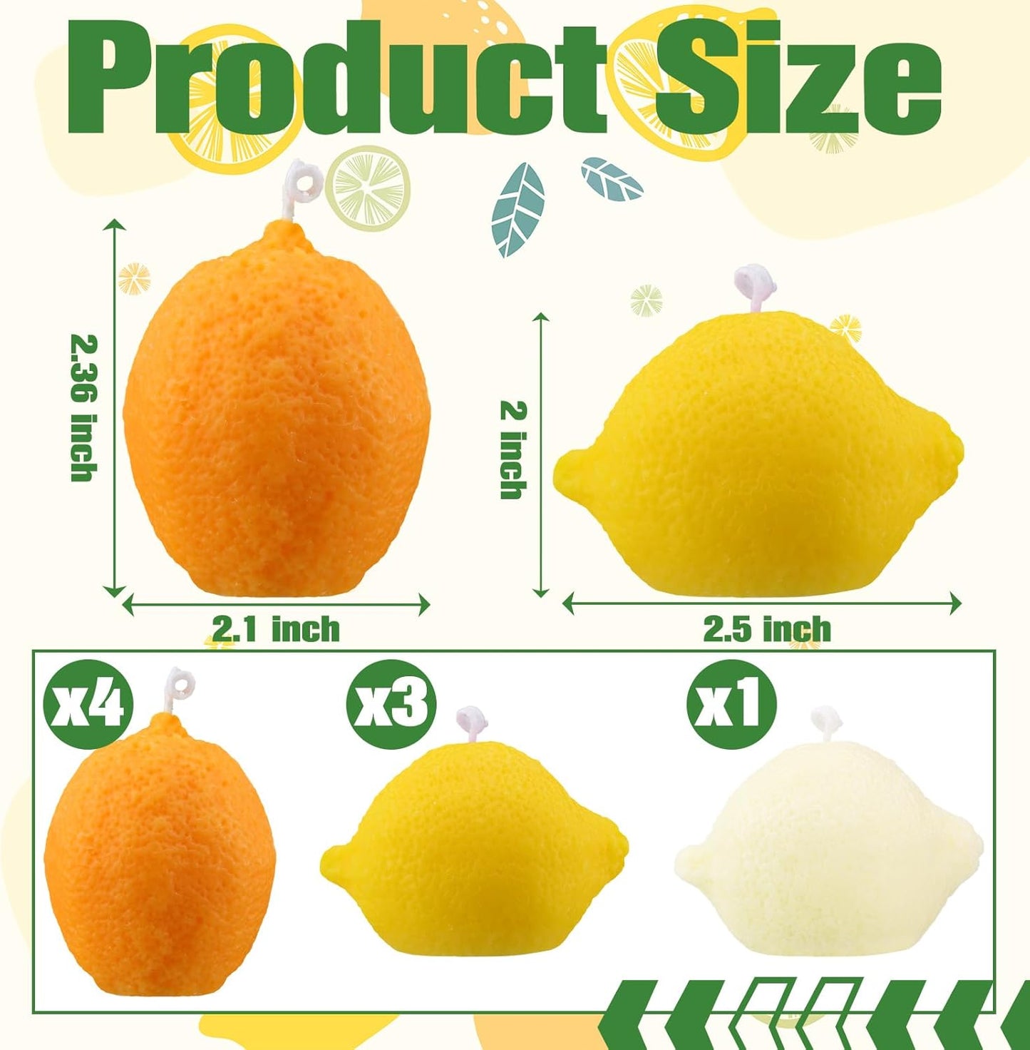 8 Pcs Lemon Shaped Scented Candle Cute Fruit Aroma Soy Wax Decorative Candle Table Photo Prop for Birthday Gift Meditation Mood Boosting Bath Yoga(Orange,Yellow,White)