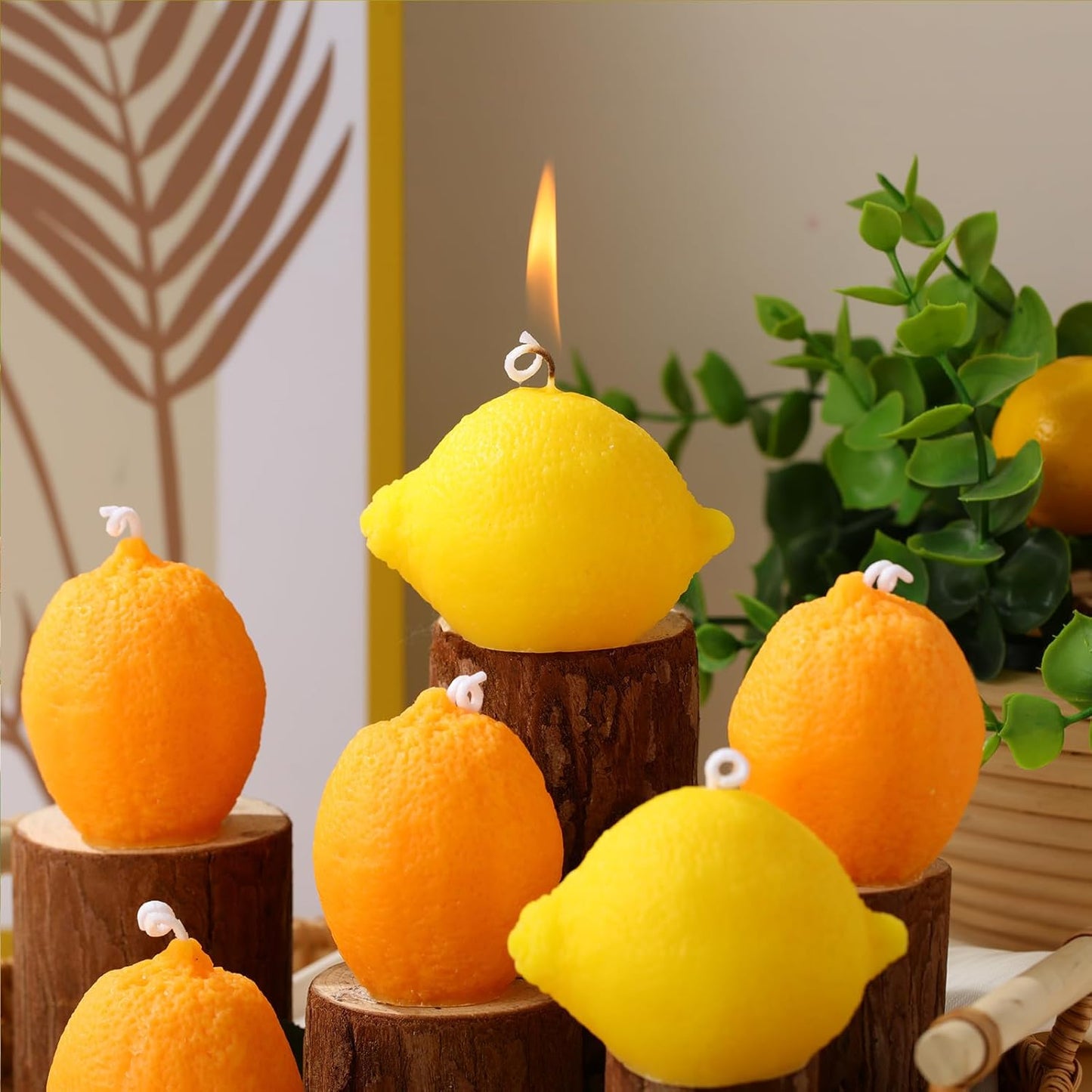 8 Pcs Lemon Shaped Scented Candle Cute Fruit Aroma Soy Wax Decorative Candle Table Photo Prop for Birthday Gift Meditation Mood Boosting Bath Yoga(Orange,Yellow,White)