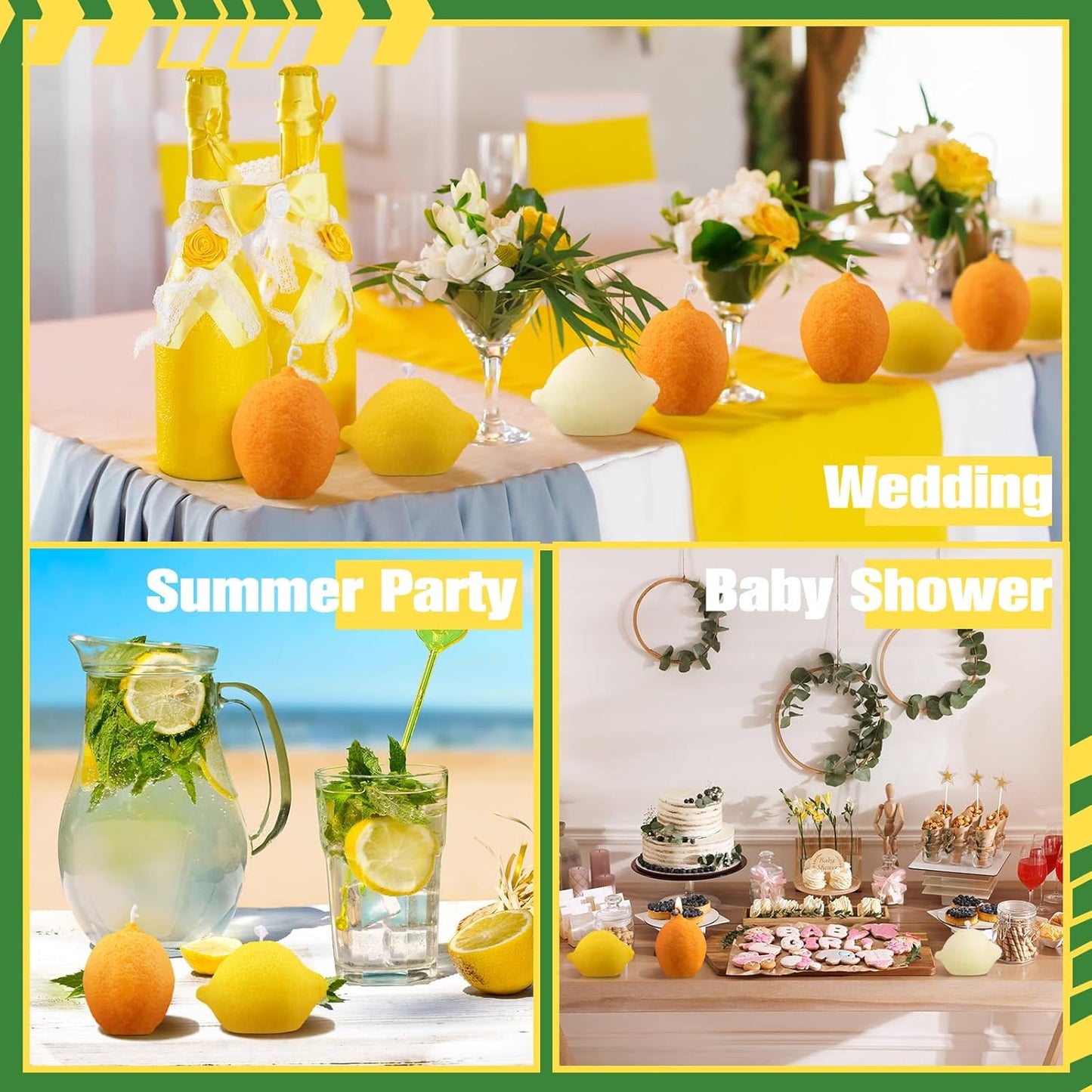8 Pcs Lemon Shaped Scented Candle Cute Fruit Aroma Soy Wax Decorative Candle Table Photo Prop for Birthday Gift Meditation Mood Boosting Bath Yoga(Orange,Yellow,White)
