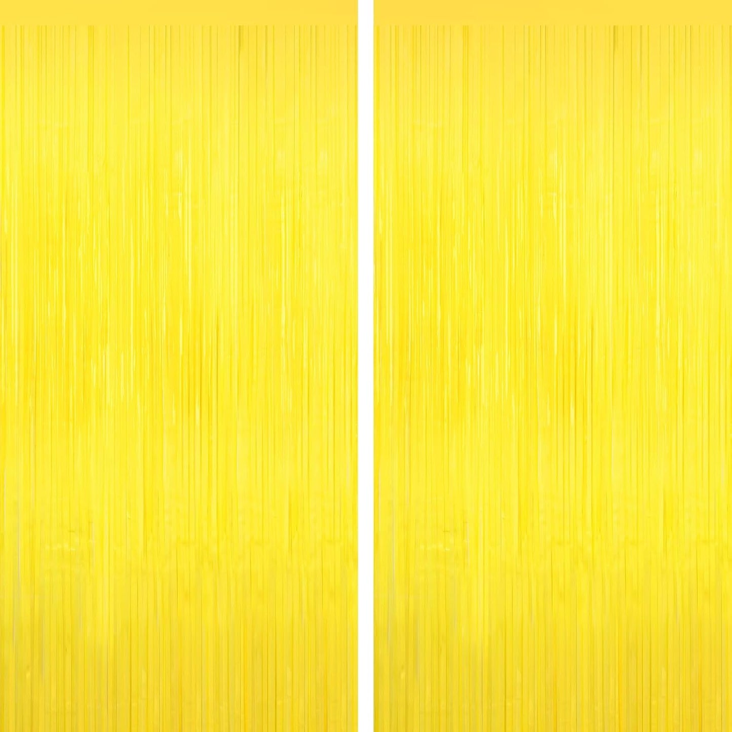 Yellow Tinsel Backdrop Foil Fringe Curtains - 2 Packs Door Streamers Backdrop for Birthday Door Decorations, Party Supplies for Easter Thanksgiving Graduation, Mardi Gras Decor