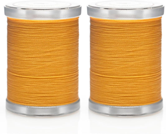 300Yards Extra Strong Bonded Nylon Thread for Leather Sewing | 2 Spools, 26 Colors Available, Size #69 T70 210D/3, Heavy Duty Upholstery Thread for Heavy Fabric-Jeans Yellow