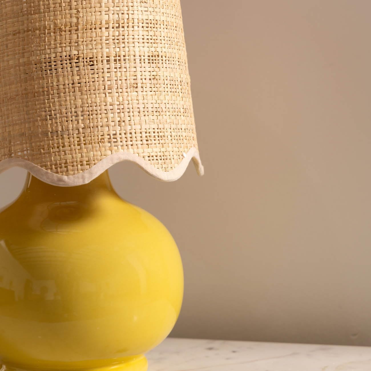 Benton Ceramic Table Lamp with Fabric Shade – 13" Bedside Accent Lamp for Bedroom, Living Room & Nightstand (Yellow)