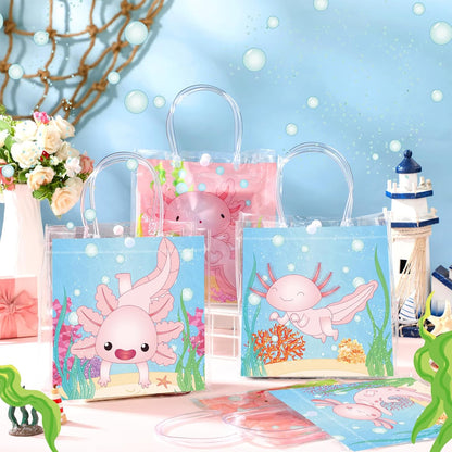 24 Pcs Lemon Clear Gift Bags with Handles Yellow Bow Lemon Print Transparent Tote Bags Reusable PVC Candy Treat Gift Container for Bridal Shower, Baby Shower, Wedding, Birthday Party Favors