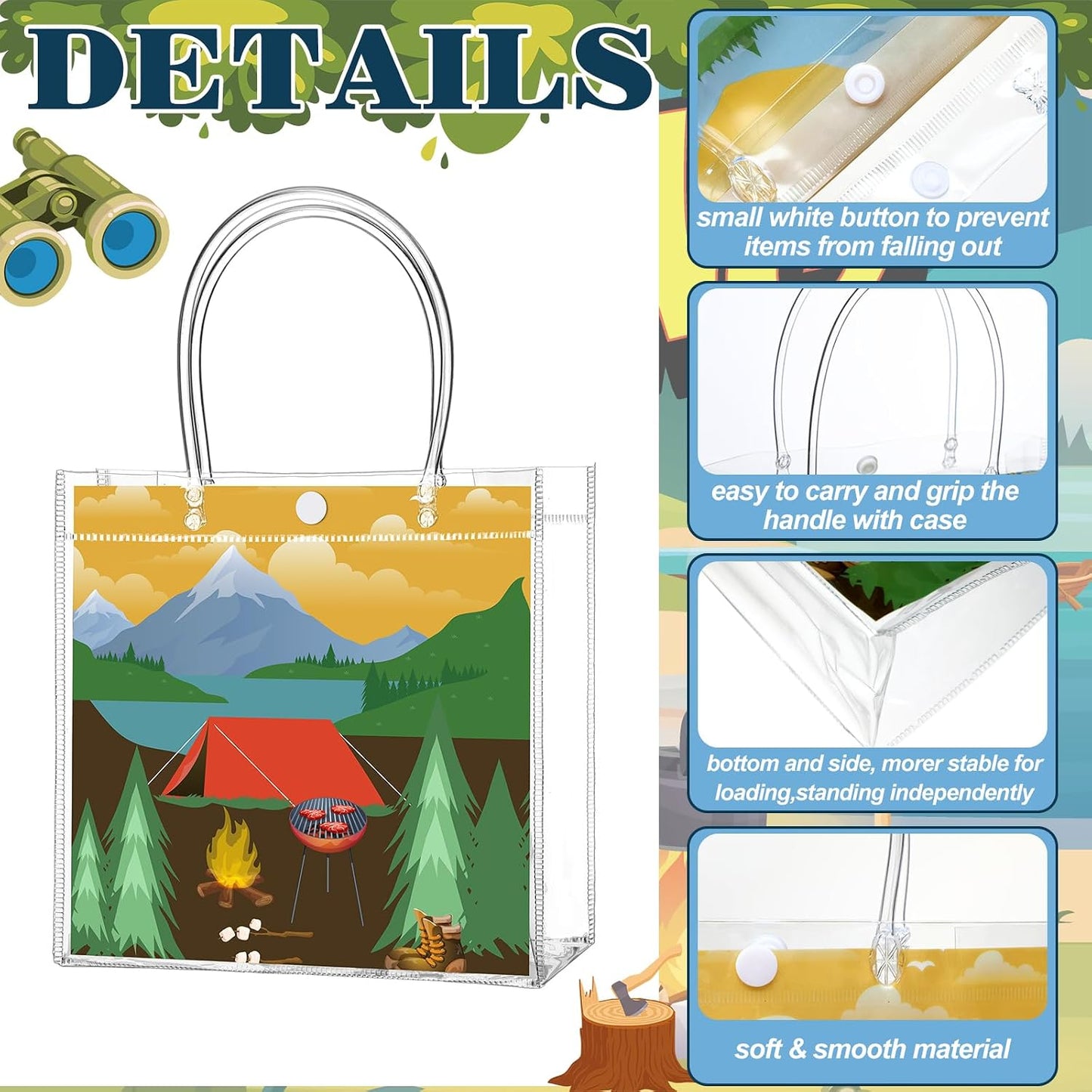 24 Pcs Lemon Clear Gift Bags with Handles Yellow Bow Lemon Print Transparent Tote Bags Reusable PVC Candy Treat Gift Container for Bridal Shower, Baby Shower, Wedding, Birthday Party Favors
