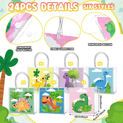 24 Pcs Lemon Clear Gift Bags with Handles Yellow Bow Lemon Print Transparent Tote Bags Reusable PVC Candy Treat Gift Container for Bridal Shower, Baby Shower, Wedding, Birthday Party Favors