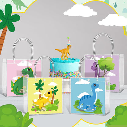 24 Pcs Lemon Clear Gift Bags with Handles Yellow Bow Lemon Print Transparent Tote Bags Reusable PVC Candy Treat Gift Container for Bridal Shower, Baby Shower, Wedding, Birthday Party Favors