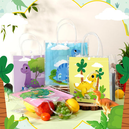 24 Pcs Lemon Clear Gift Bags with Handles Yellow Bow Lemon Print Transparent Tote Bags Reusable PVC Candy Treat Gift Container for Bridal Shower, Baby Shower, Wedding, Birthday Party Favors