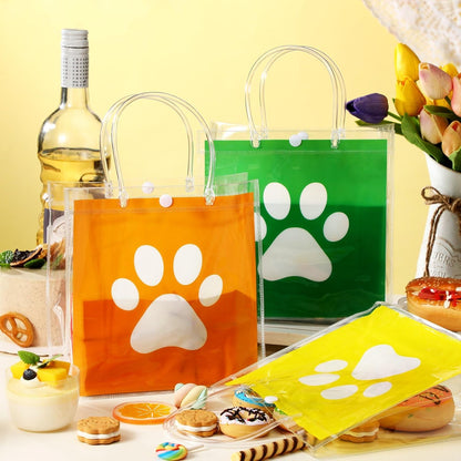 24 Pcs Lemon Clear Gift Bags with Handles Yellow Bow Lemon Print Transparent Tote Bags Reusable PVC Candy Treat Gift Container for Bridal Shower, Baby Shower, Wedding, Birthday Party Favors