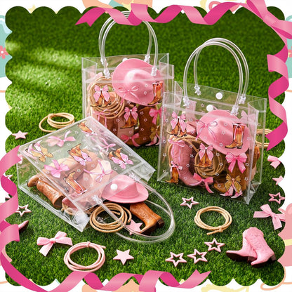 24 Pcs Lemon Clear Gift Bags with Handles Yellow Bow Lemon Print Transparent Tote Bags Reusable PVC Candy Treat Gift Container for Bridal Shower, Baby Shower, Wedding, Birthday Party Favors
