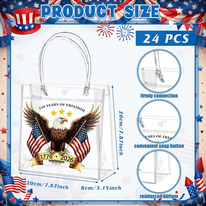 24 Pcs Lemon Clear Gift Bags with Handles Yellow Bow Lemon Print Transparent Tote Bags Reusable PVC Candy Treat Gift Container for Bridal Shower, Baby Shower, Wedding, Birthday Party Favors