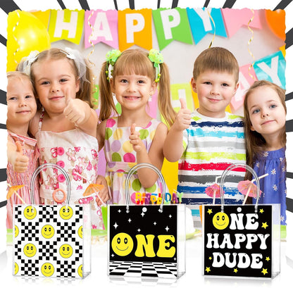 24 Pcs Lemon Clear Gift Bags with Handles Yellow Bow Lemon Print Transparent Tote Bags Reusable PVC Candy Treat Gift Container for Bridal Shower, Baby Shower, Wedding, Birthday Party Favors