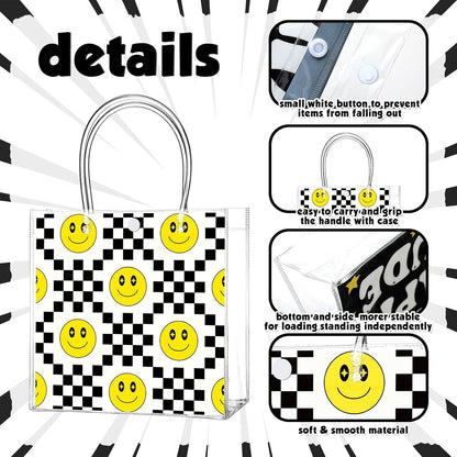 24 Pcs Lemon Clear Gift Bags with Handles Yellow Bow Lemon Print Transparent Tote Bags Reusable PVC Candy Treat Gift Container for Bridal Shower, Baby Shower, Wedding, Birthday Party Favors