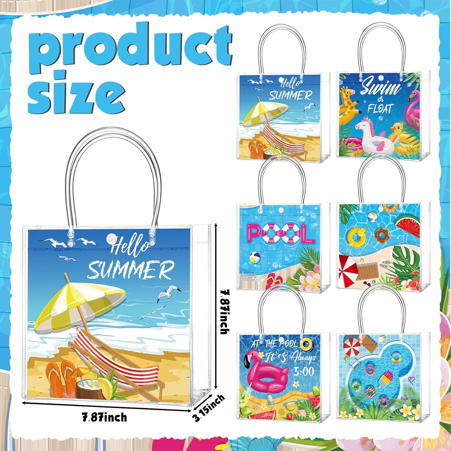 24 Pcs Lemon Clear Gift Bags with Handles Yellow Bow Lemon Print Transparent Tote Bags Reusable PVC Candy Treat Gift Container for Bridal Shower, Baby Shower, Wedding, Birthday Party Favors