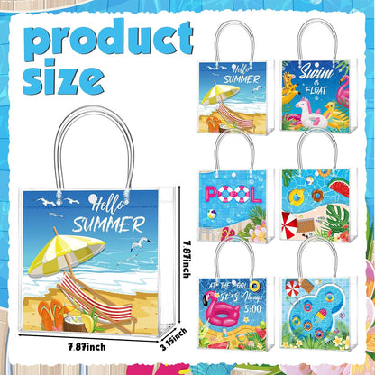 24 Pcs Lemon Clear Gift Bags with Handles Yellow Bow Lemon Print Transparent Tote Bags Reusable PVC Candy Treat Gift Container for Bridal Shower, Baby Shower, Wedding, Birthday Party Favors