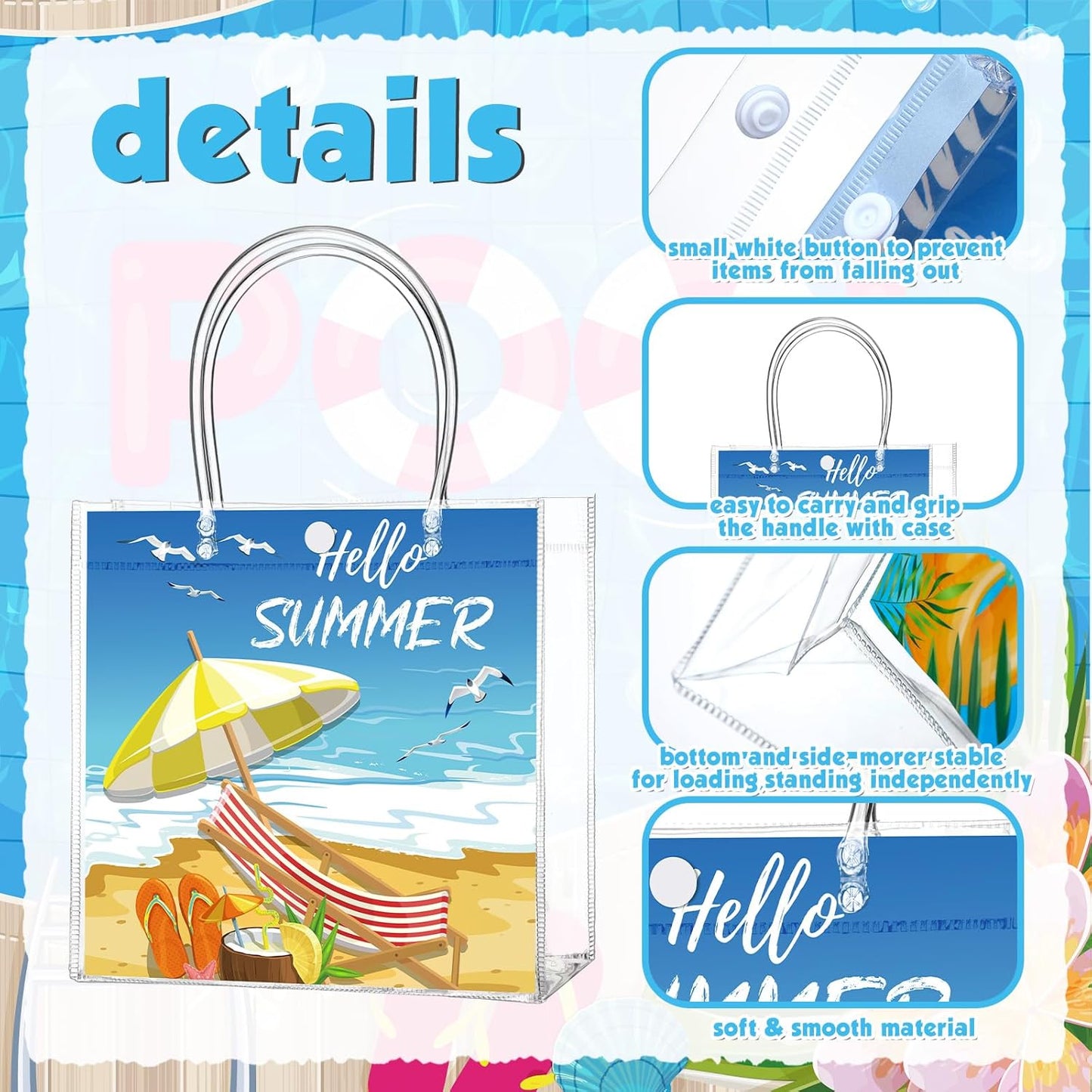 24 Pcs Lemon Clear Gift Bags with Handles Yellow Bow Lemon Print Transparent Tote Bags Reusable PVC Candy Treat Gift Container for Bridal Shower, Baby Shower, Wedding, Birthday Party Favors