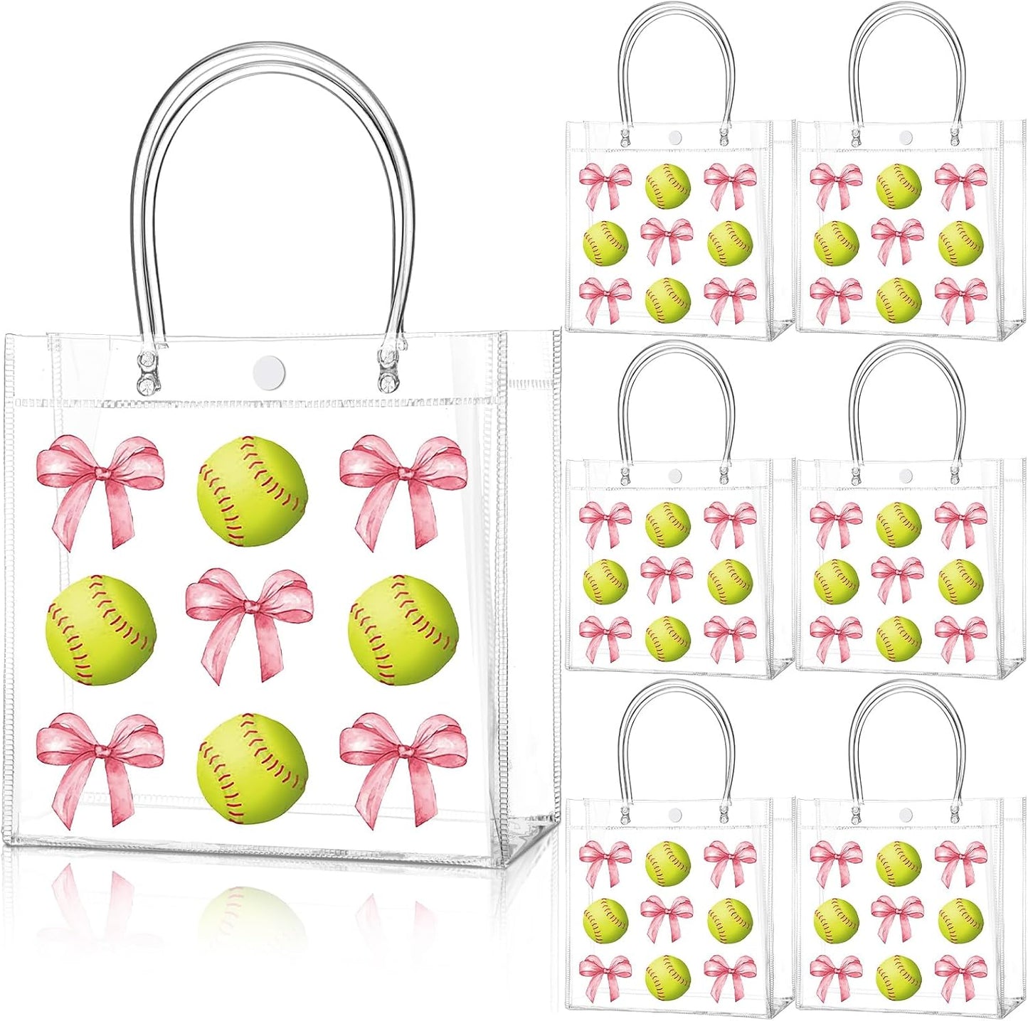24 Pcs Lemon Clear Gift Bags with Handles Yellow Bow Lemon Print Transparent Tote Bags Reusable PVC Candy Treat Gift Container for Bridal Shower, Baby Shower, Wedding, Birthday Party Favors