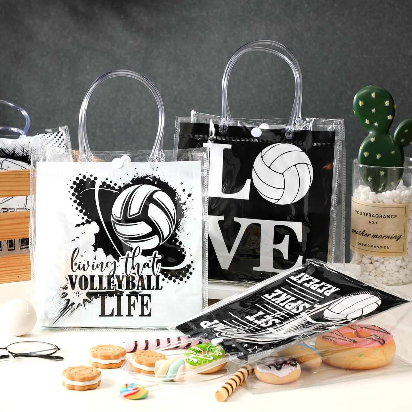 24 Pcs Lemon Clear Gift Bags with Handles Yellow Bow Lemon Print Transparent Tote Bags Reusable PVC Candy Treat Gift Container for Bridal Shower, Baby Shower, Wedding, Birthday Party Favors