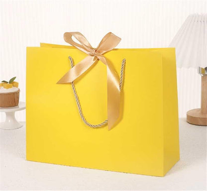 Gift Bags with Handles, 13" Medium Gift Bags with Tissue Paper | 1 Pcs Yellow Bags, 2 Tissue Paper and 1 Cards, for Baby Shower, Wedding Bridal Shower, Birthday Party
