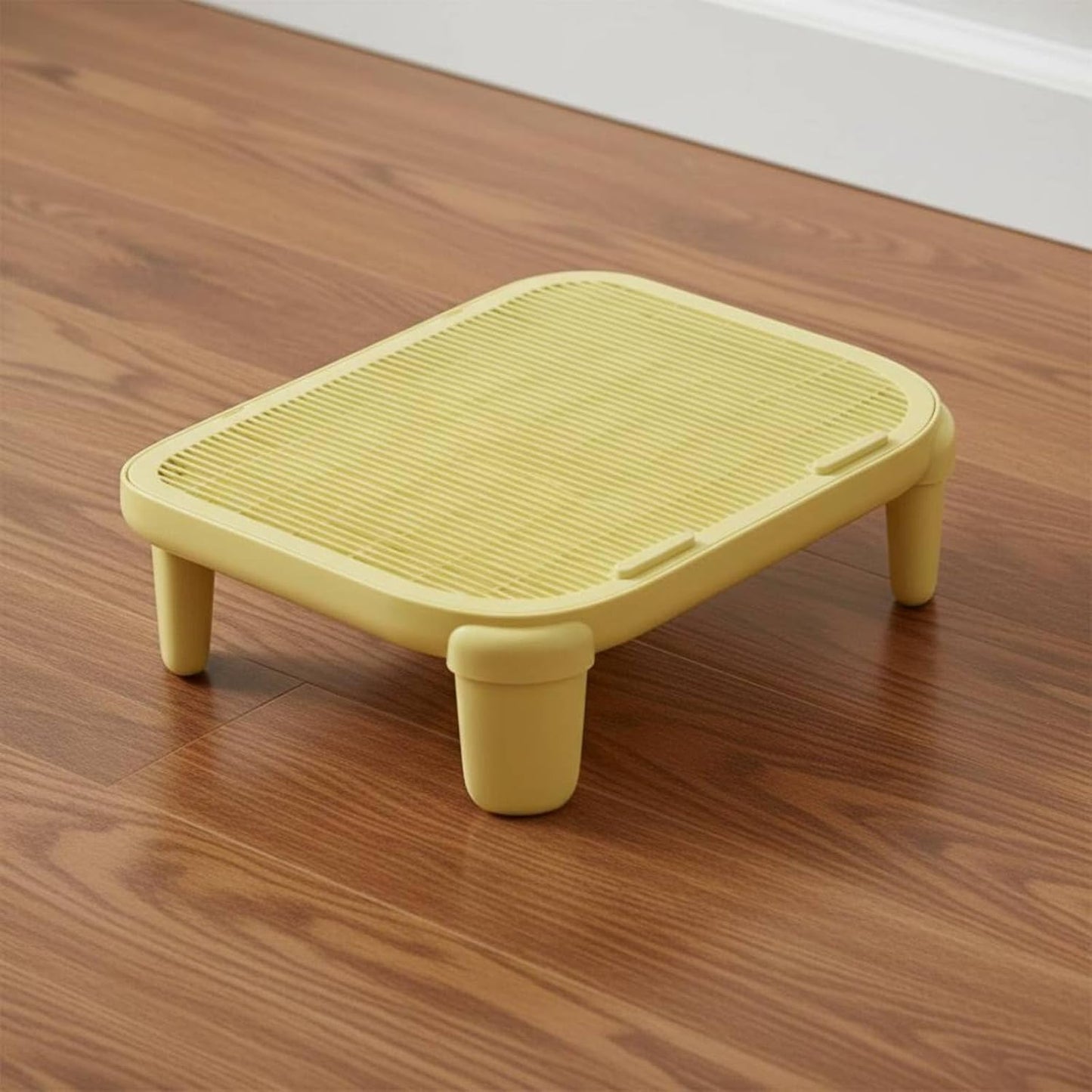 Cat Litter Tray Cat Litter Mat Pet Waste Station Paw Cleaning Grate Anti Tracking Pedal Deep Collection Tray Suitable for Scatter Hardwood Floors Carpeted Rooms, Yellow, High Leg